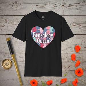 Genealogy Queen T-Shirt in Black by Genealogy Keepsakes