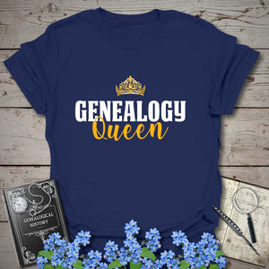 Genealogy Queen T-Shirt in Navy by Genealogy Keepsakes