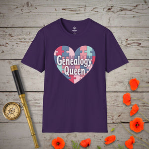 Genealogy Queen T-Shirt in Purple by Genealogy Keepsakes