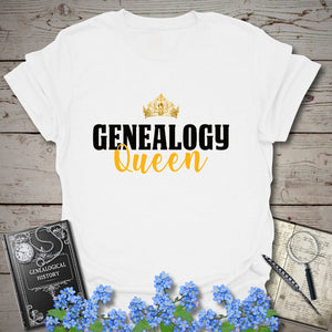Genealogy Queen T-Shirt in White by Genealogy Keepsakes