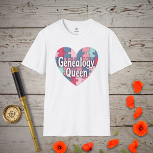Genealogy Queen T-Shirt in White by Genealogy Keepsakes