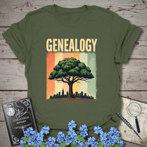 Genealogy T-Shirt in Military Green by Genealogy Keepsakes