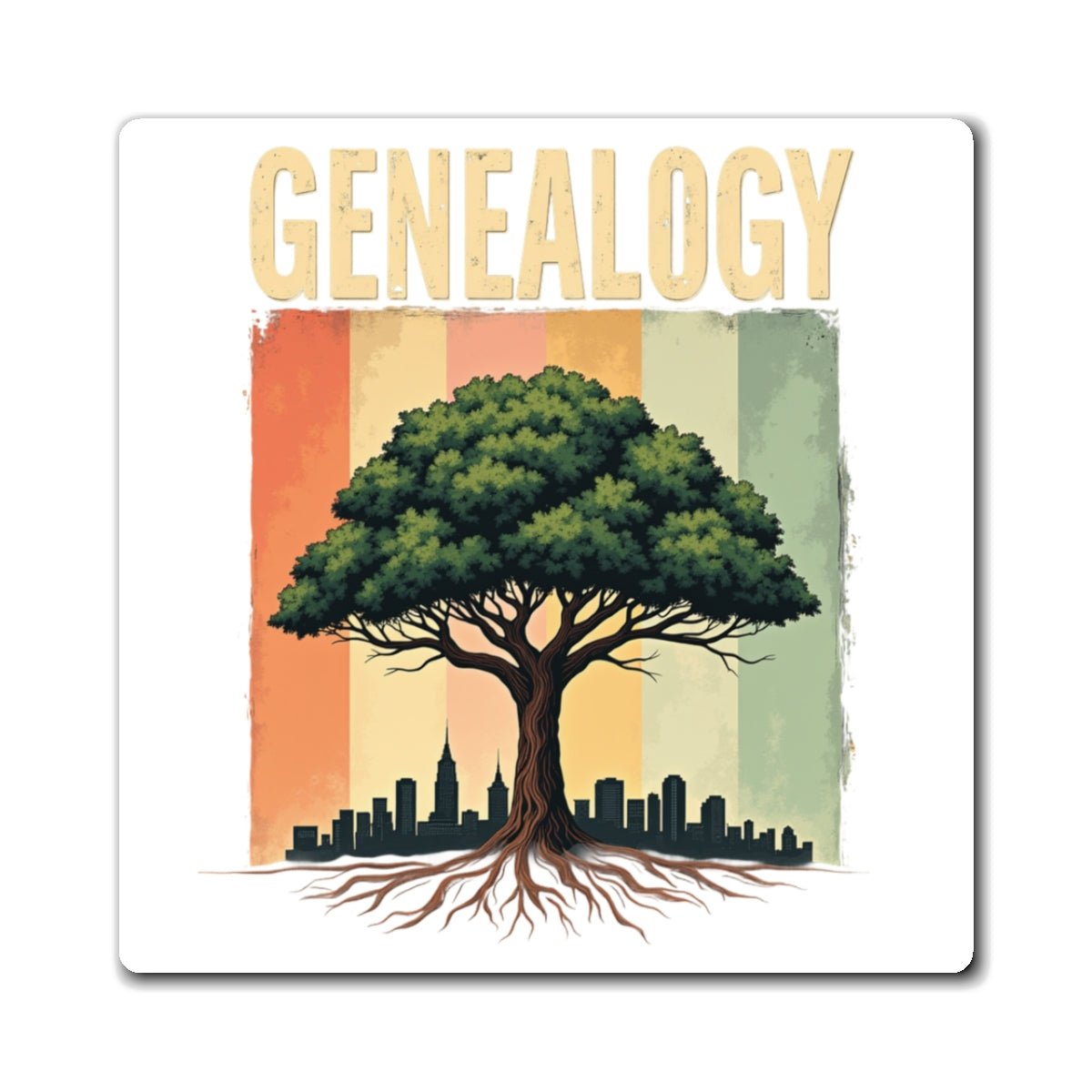 Genealogy Tree Refrigerator Magnet in 3" × 3" by Genealogy Keepsakes