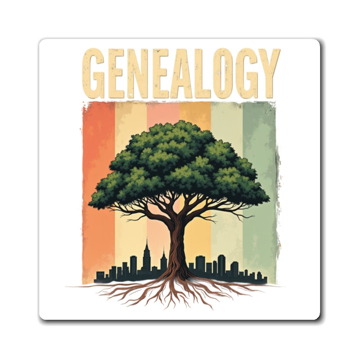 Genealogy Tree Refrigerator Magnet in 4" × 4" by Genealogy Keepsakes