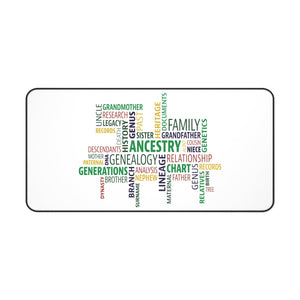 Genealogy Word Cloud Desk Mat in 16" × 32" by Genealogy Keepsakes
