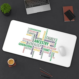 Genealogy Word Cloud Desk Mat in 16" × 32" by Genealogy Keepsakes