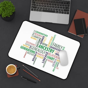 Genealogy Word Cloud Desk Mat-