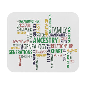 Genealogy Word Cloud Mouse Pad in 9" × 8" by Genealogy Keepsakes