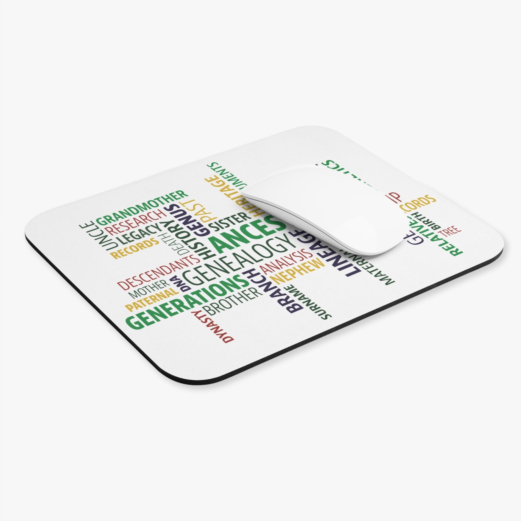Genealogy Word Cloud Mouse Pad in 9" × 8" by Genealogy Keepsakes