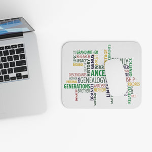 Genealogy Word Cloud Mouse Pad in 9" × 8" by Genealogy Keepsakes