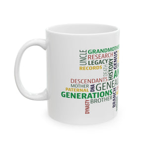 Genealogy Word Cloud Mug (11oz|15oz) in 15oz by Genealogy Keepsakes