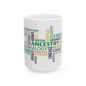 Genealogy Word Cloud Mug (11oz|15oz) in 15oz by Genealogy Keepsakes