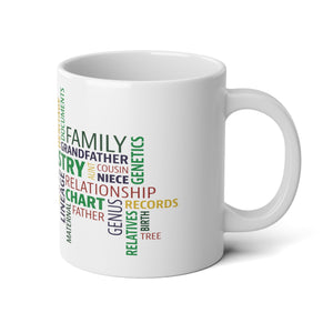 Genealogy Word Cloud Mug (20oz) in White by Genealogy Keepsakes