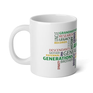 Genealogy Word Cloud Mug (20oz) in White by Genealogy Keepsakes