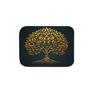 Golden Tree of Life Sherpa Fleece Blanket-30'' × 40''