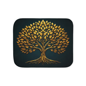 Golden Tree of Life Sherpa Fleece Blanket-50" × 60"