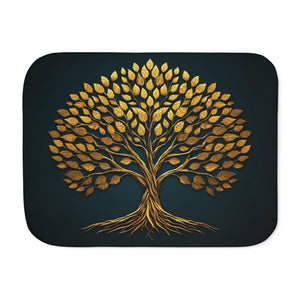 Golden Tree of Life Sherpa Fleece Blanket-60" × 80"