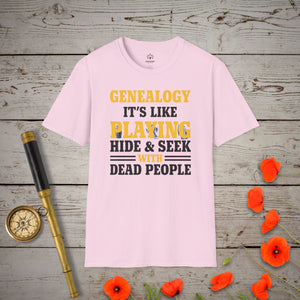 Hide & Seek T-Shirt in Light Pink by Genealogy Keepsakes