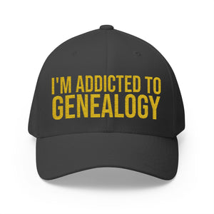 I'm Addicted to Genealogy Embroidered Cap in Dark Grey by Genealogy Keepsakes