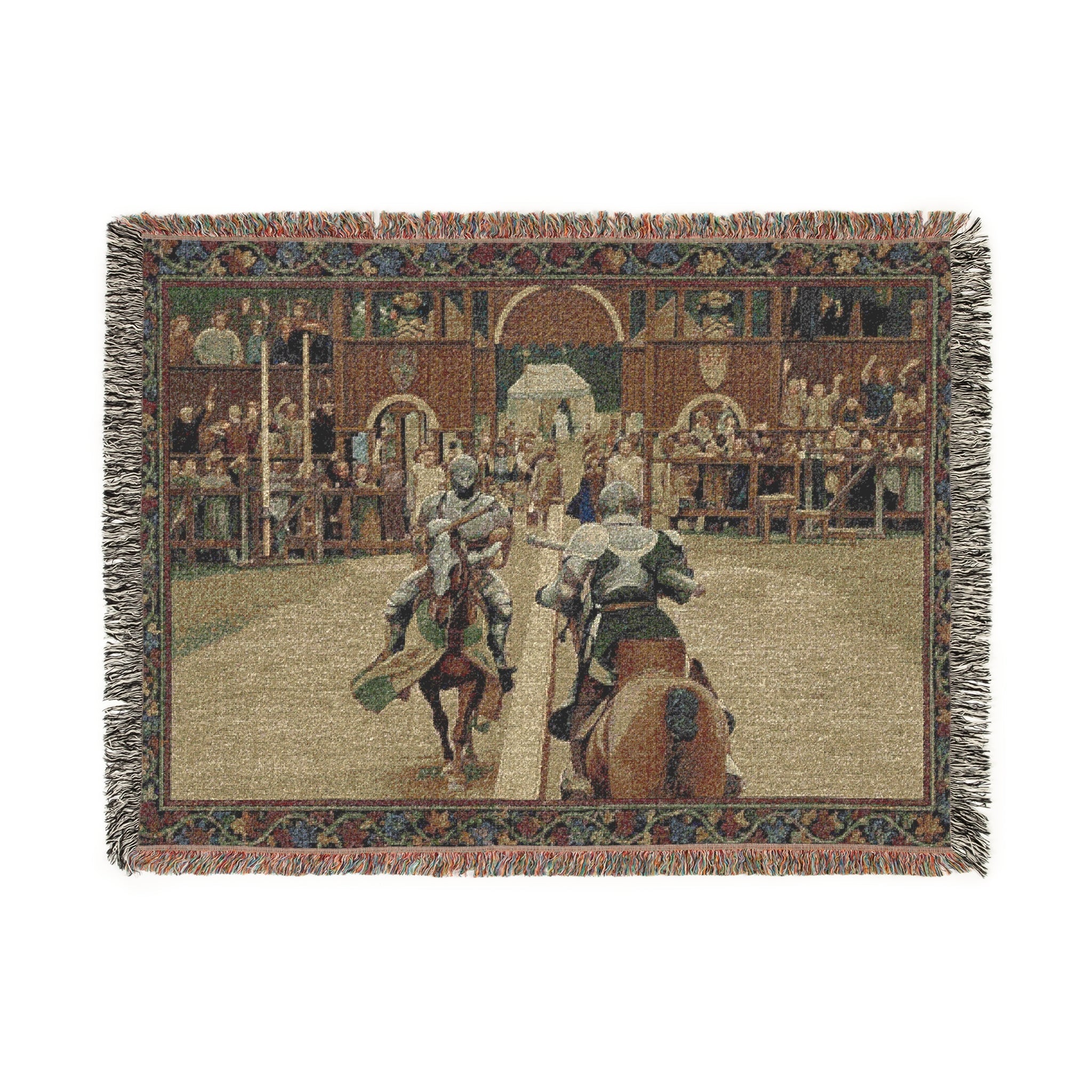 Jousting Tournament Woven Blanket in Artwork by Genealogy Keepsakes