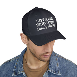 Just A Guy Who Loves Family History Embroidered Cap in by Genealogy Keepsakes
