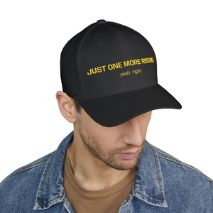 Just One More Record Embroidered Cap in Black by Genealogy Keepsakes