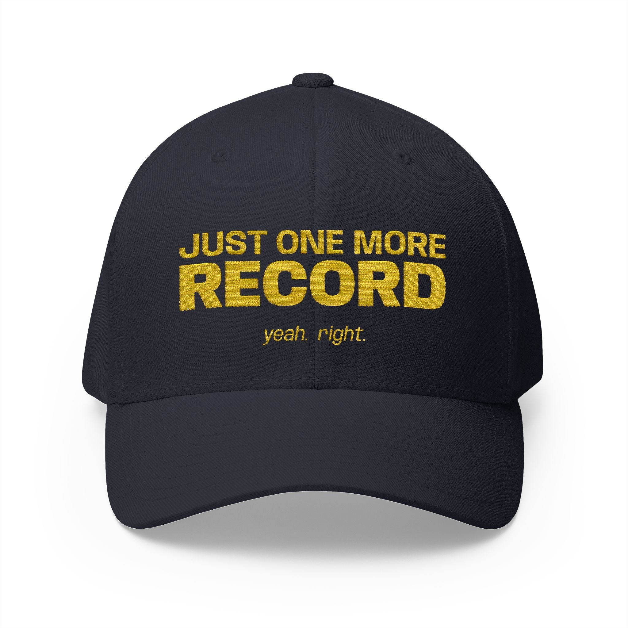 Just One More Record Embroidered Cap in Dark Navy by Genealogy Keepsakes