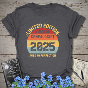 Limited Edition Vintage Genealogist T-Shirt in Dark Heather Grey by Genealogy Keepsakes