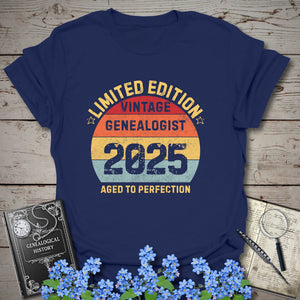 Limited Edition Vintage Genealogist T-Shirt in Navy by Genealogy Keepsakes