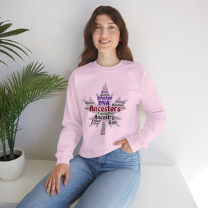 Maple Leaf Word Cloud Sweatshirt in Light Pink by Genealogy Keepsakes