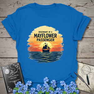 Mayflower Passenger Descendant T-Shirt in Royal by Genealogy Keepsakes