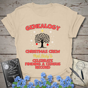 Most Likely To Celebrate Finding A Census Record T-Shirt in Sand by Genealogy Keepsakes