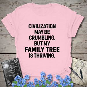 My Family Tree Is Thriving T-Shirt in Light Pink by Genealogy Keepsakes