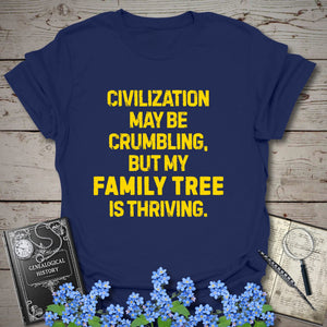 My Family Tree Is Thriving T-Shirt in Navy by Genealogy Keepsakes