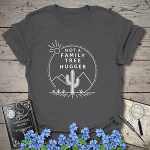 Not A Family Tree Hugger T-Shirt in Charcoal by Genealogy Keepsakes