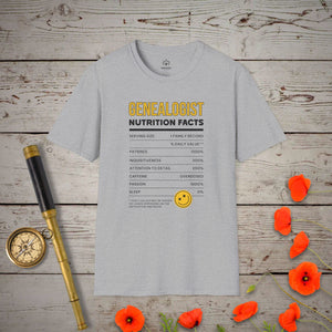 Nutrition Facts T-Shirt in Sport Grey by Genealogy Keepsakes