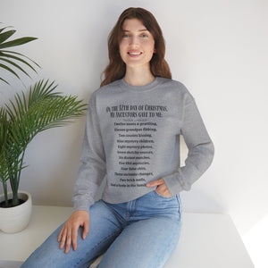 On The 12th Day of Christmas Sweatshirt in Light Pink by Genealogy Keepsakes