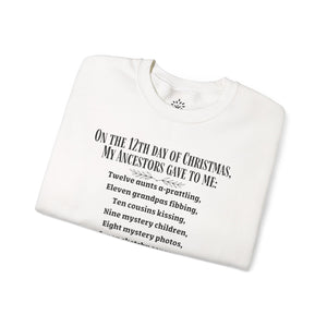 On The 12th Day of Christmas Sweatshirt in Light Pink by Genealogy Keepsakes