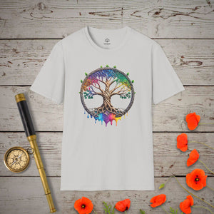 Rainbow Tree of Life T-Shirt in Ice Grey by Genealogy Keepsakes