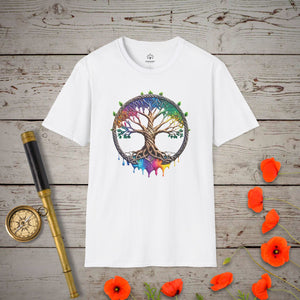 Rainbow Tree of Life T-Shirt in White by Genealogy Keepsakes