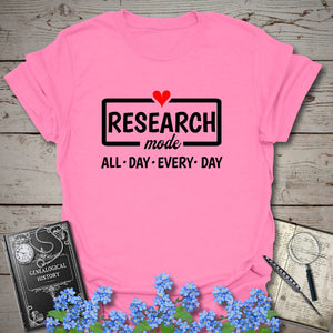 Research Mode T-Shirt in Azalea by Genealogy Keepsakes