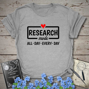 Research Mode T-Shirt in Sport Grey by Genealogy Keepsakes
