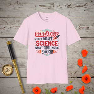 Rocket Science T-Shirt in Light Pink by Genealogy Keepsakes