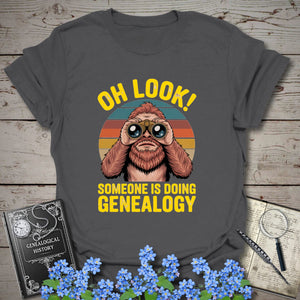 Someone Is Doing Genealogy T-Shirt - Genealogy Keepsakes Custom Genealogy Gift - Charcoal S