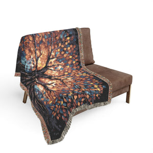 Stained Glass Tree of Life Woven Blanket in by Genealogy Keepsakes