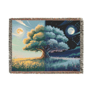 Tree of Day and Night Woven Blanket in Artwork by Genealogy Keepsakes