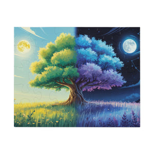 Tree of Day & Night Jigsaw Puzzle in 10" × 8" (30 pcs) by Genealogy Keepsakes
