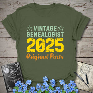 Vintage Genealogist T-Shirt in Military Green by Genealogy Keepsakes
