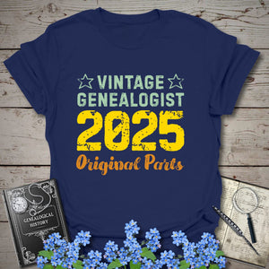 Vintage Genealogist T-Shirt in Navy by Genealogy Keepsakes