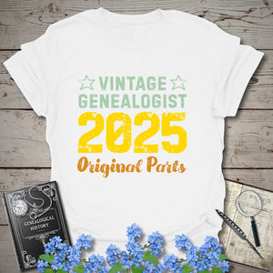 Vintage Genealogist T-Shirt in White by Genealogy Keepsakes